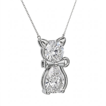18K Yellow Gold Two-Stone Cat Pendant Necklace