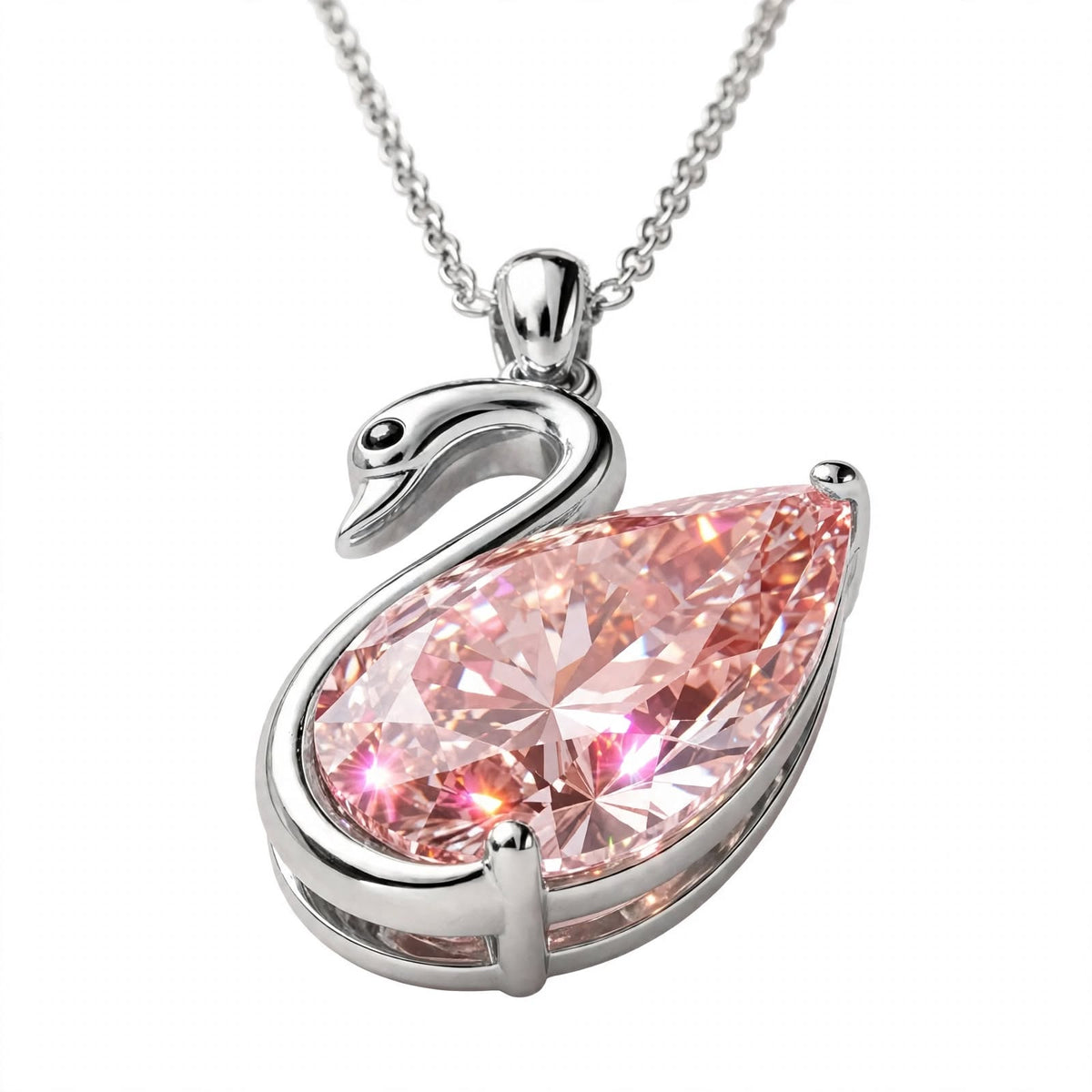 14K Rose Gold Swan Pendant Necklace