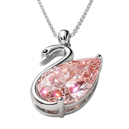 14K Rose Gold Swan Pendant Necklace