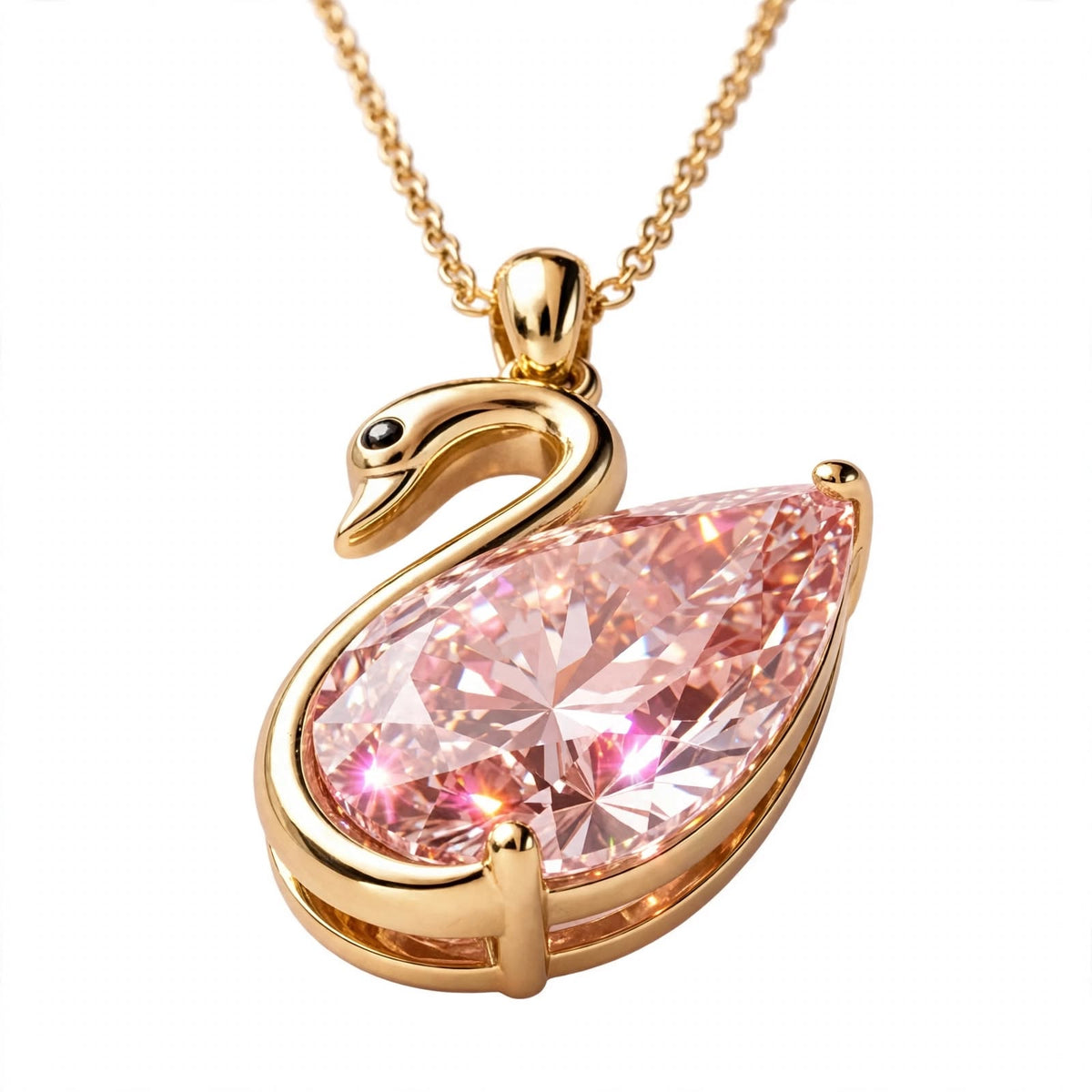14K Rose Gold Swan Pendant Necklace