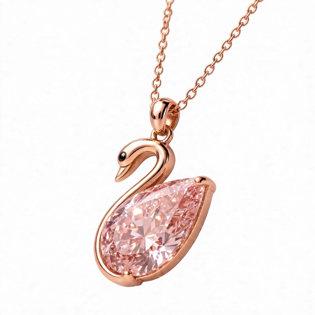 14K Rose Gold Swan Pendant Necklace