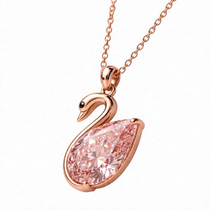 14K Rose Gold Swan Pendant Necklace