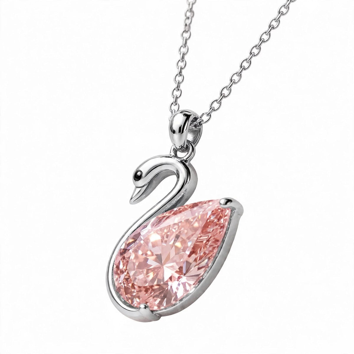 14K Rose Gold Swan Pendant Necklace