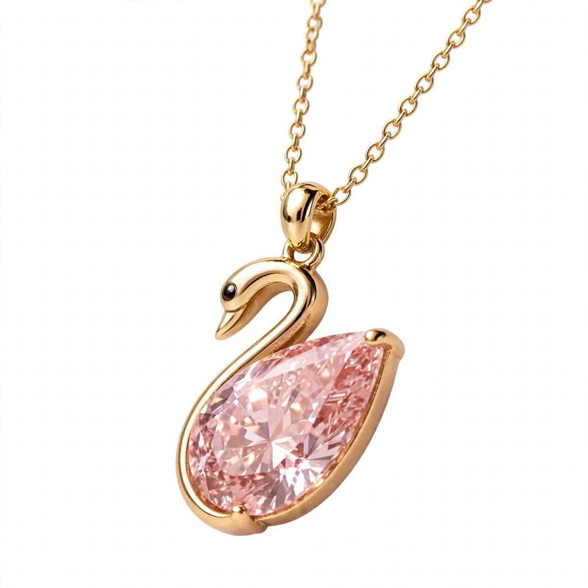 14K Rose Gold Swan Pendant Necklace