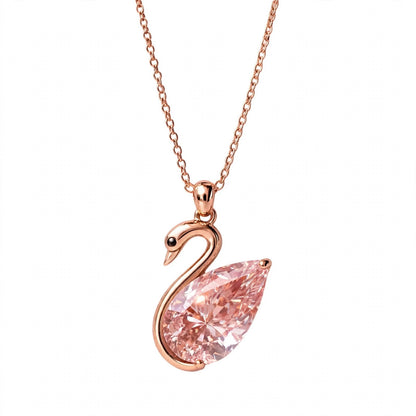 14K Rose Gold Swan Pendant Necklace