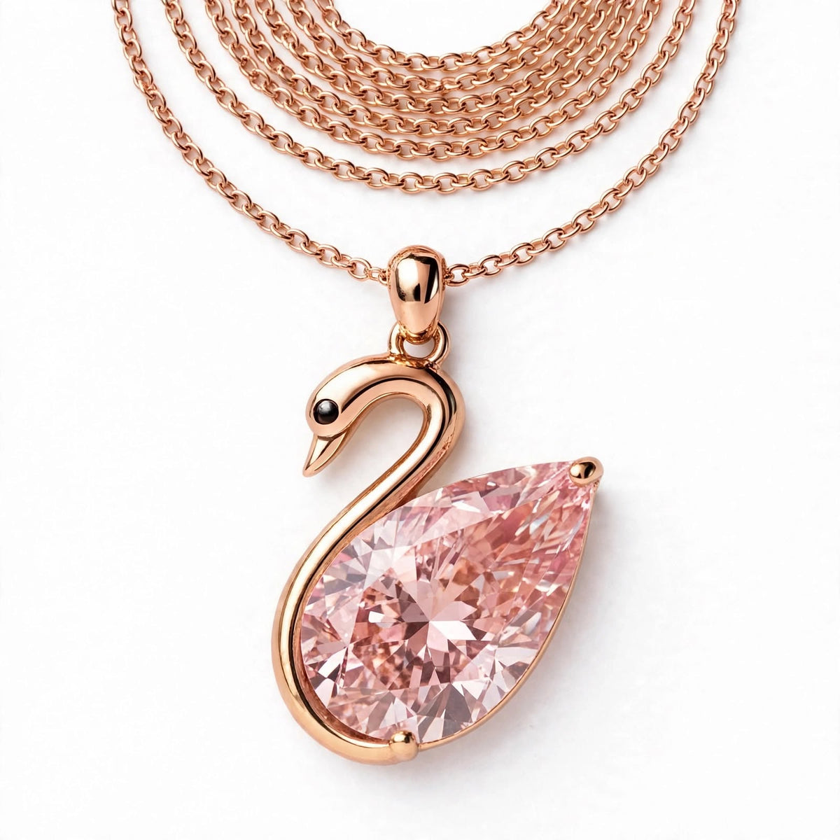 14K Rose Gold Swan Pendant Necklace