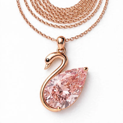 14K Rose Gold Swan Pendant Necklace
