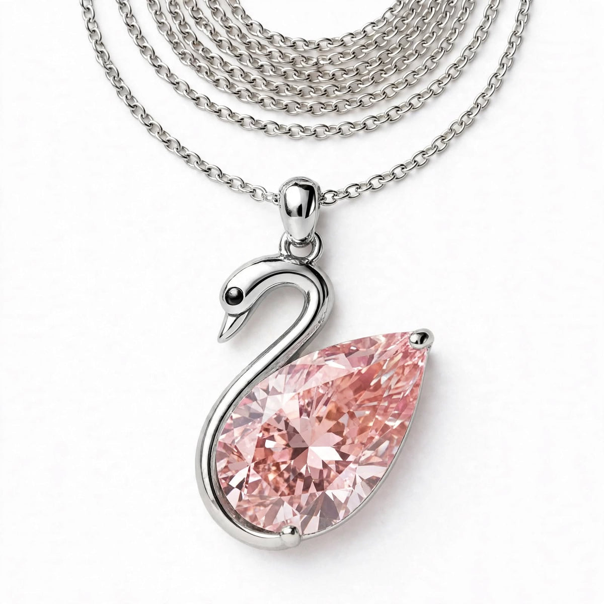 14K Rose Gold Swan Pendant Necklace