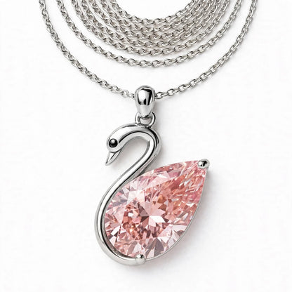 14K Rose Gold Swan Pendant Necklace