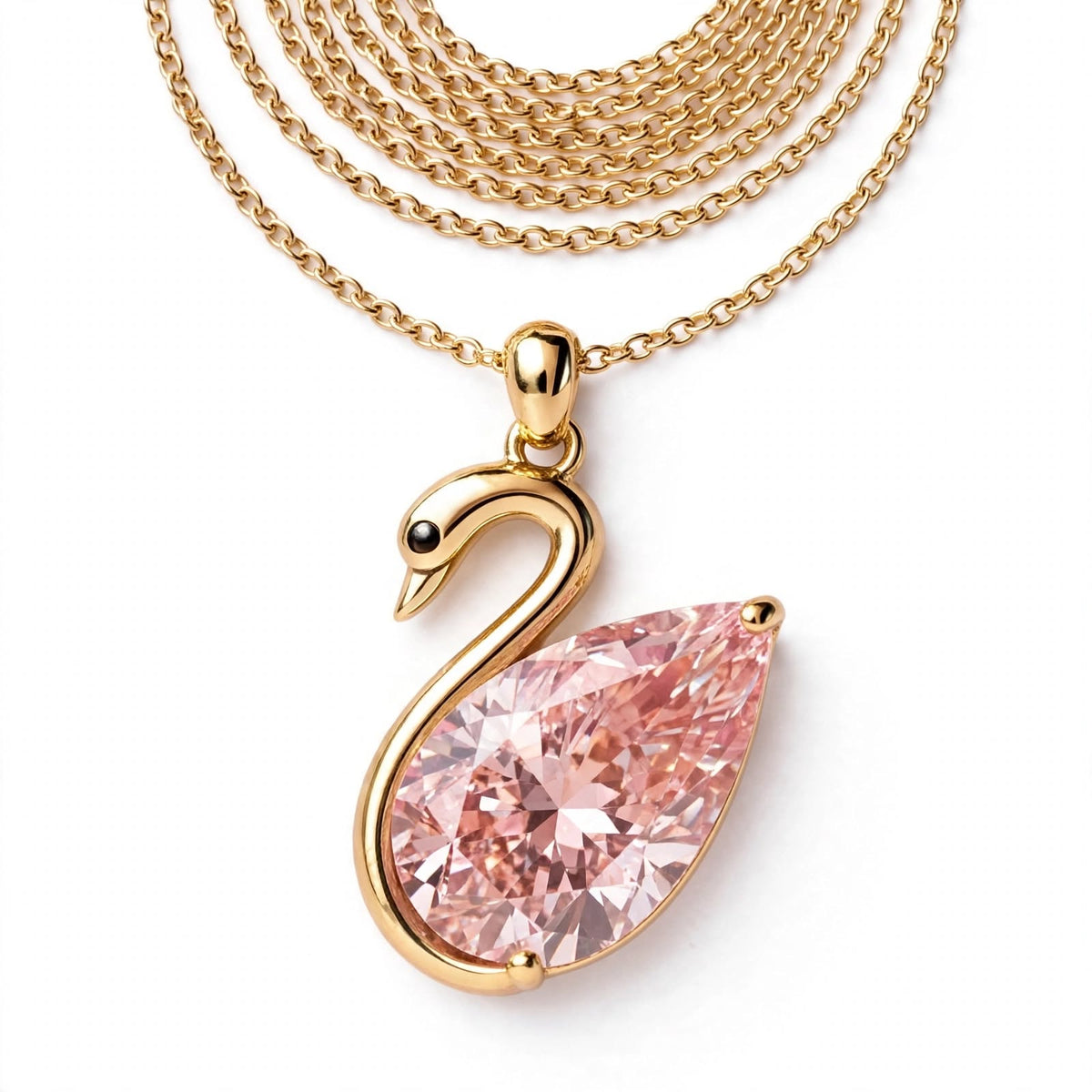 14K Rose Gold Swan Pendant Necklace