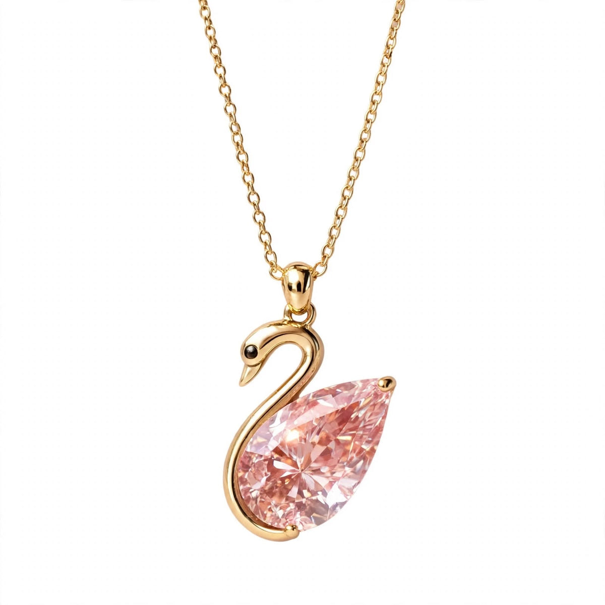 14K Rose Gold Swan Pendant Necklace