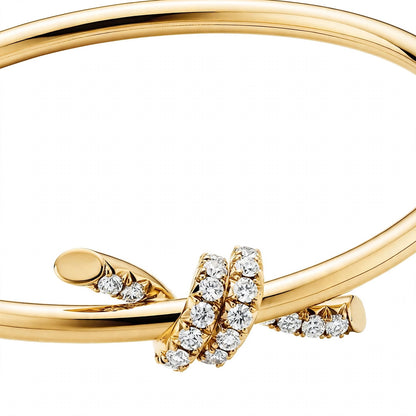 14K Gold Pavé Diamond Love Knot Bangle