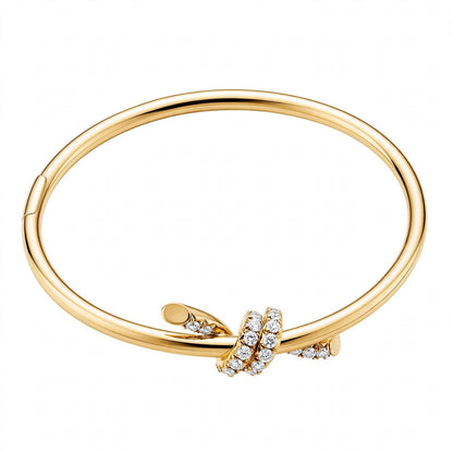 14K Gold Pavé Diamond Love Knot Bangle