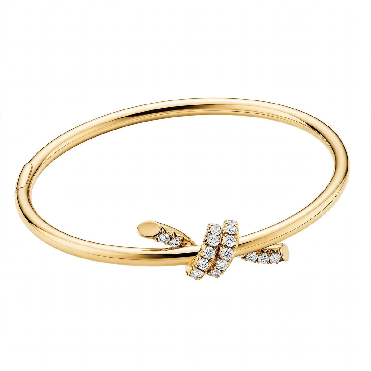 14K Gold Pavé Diamond Love Knot Bangle