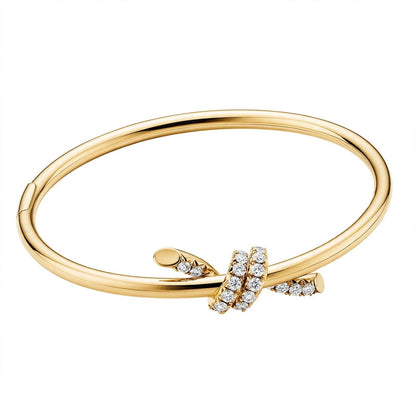 14K Gold Pavé Diamond Love Knot Bangle