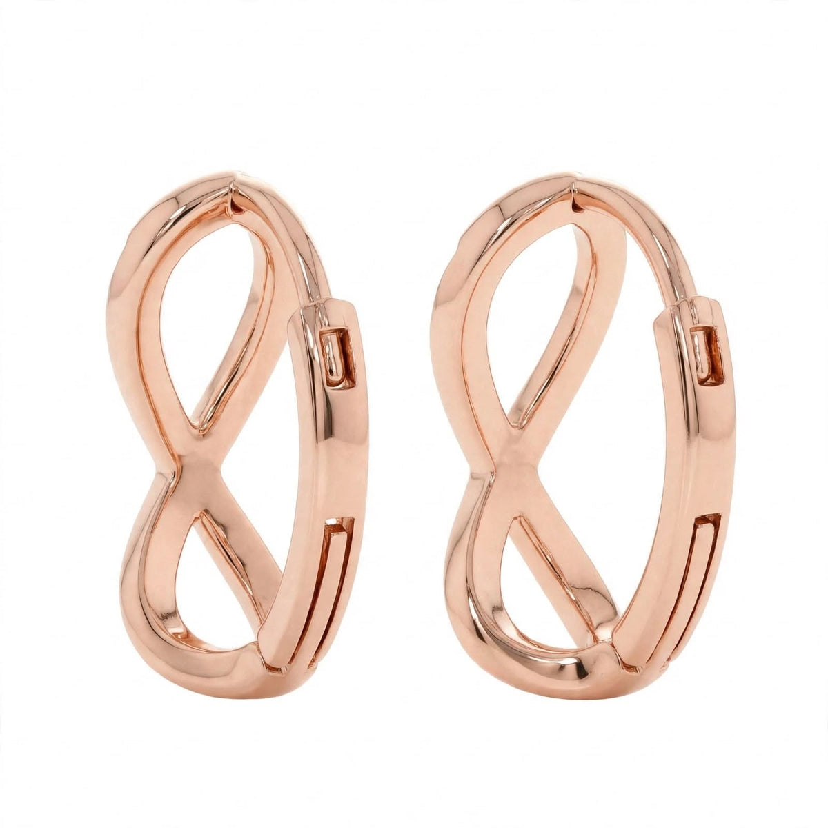 14K Rose Gold Diamond Infinity Huggie Earrings