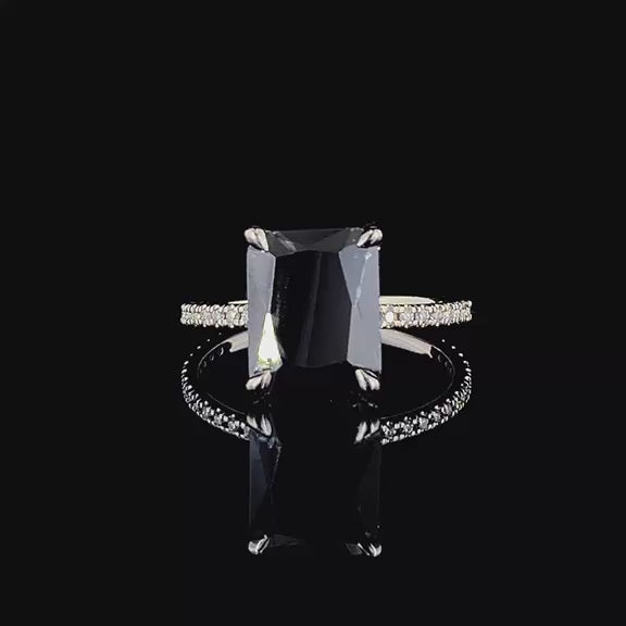 Emerald-Cut Black Gemstone Ring