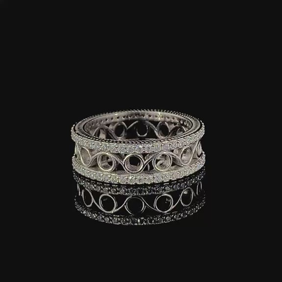 Vintage-Inspired Sterling Silver Wide Band Ring