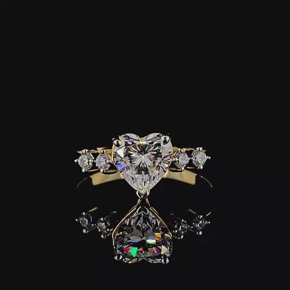 Gold Band With Elegant Diamonds And A Big Heart Jewelry Ring