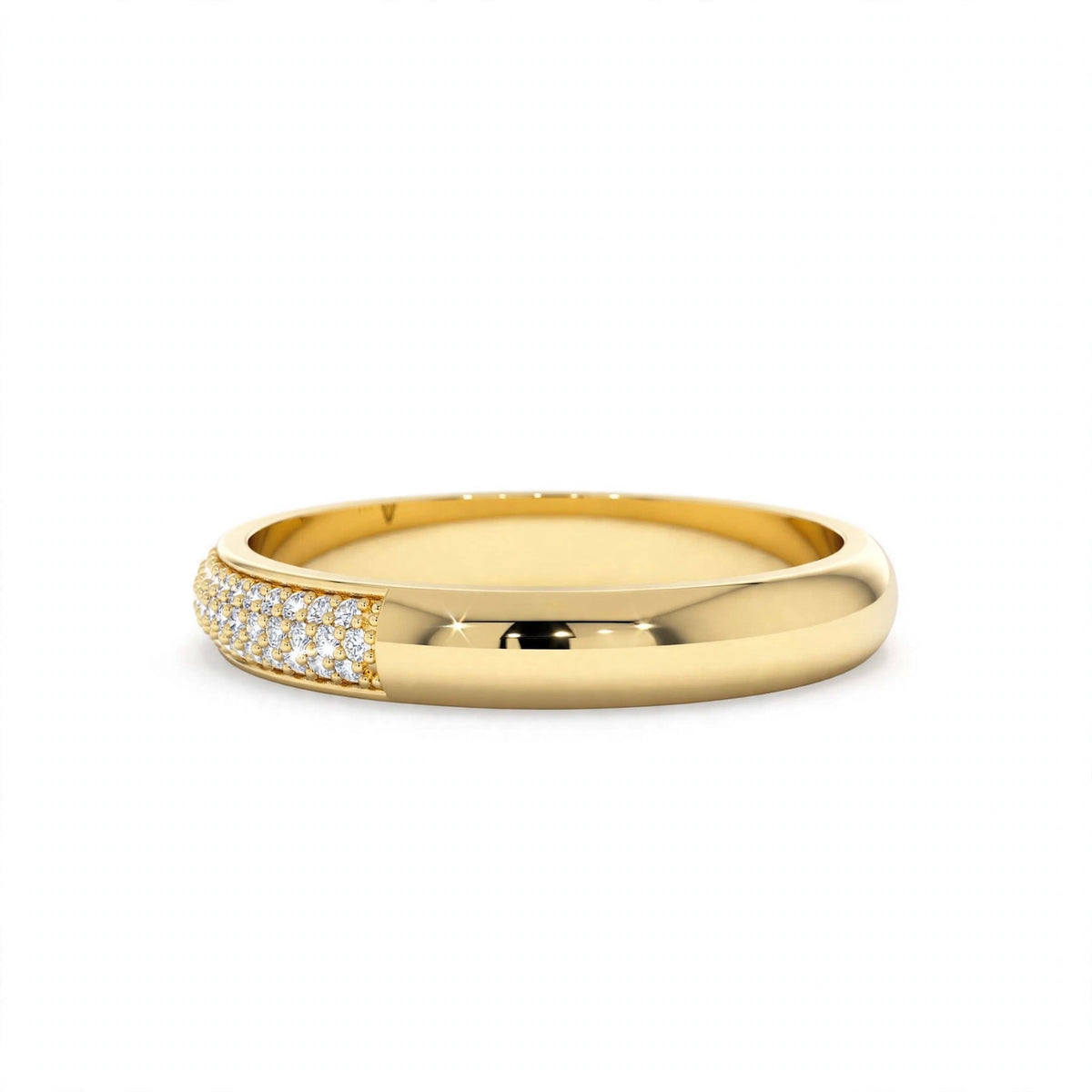 14K Yellow Gold Triple Row Pavé Diamond Eternity Band