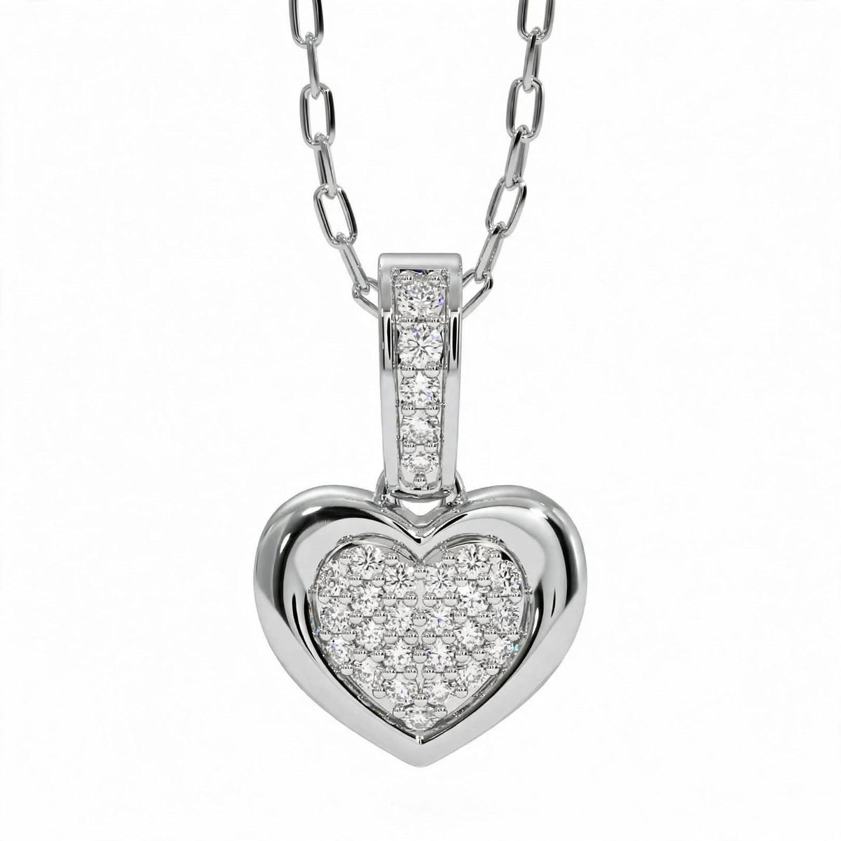 14K Yellow Gold Pavé Diamond Heart Pendant Necklace