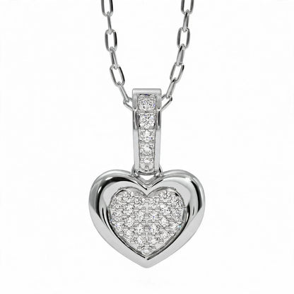 14K Yellow Gold Pavé Diamond Heart Pendant Necklace