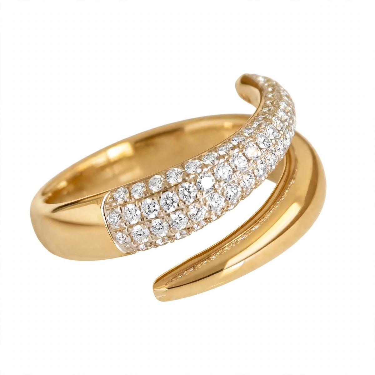 14K Rose Gold Pavé Diamond Open Wrap Ring