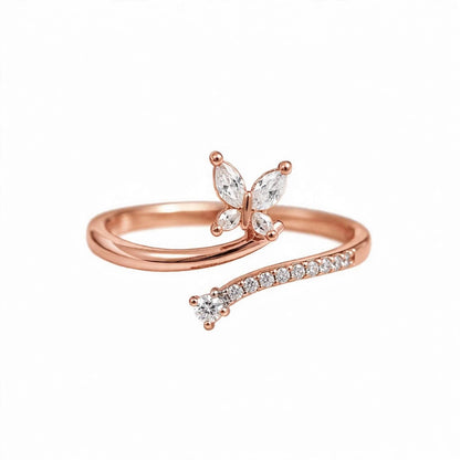 14K Rose Gold Marquise Diamond Butterfly Wrap Ring