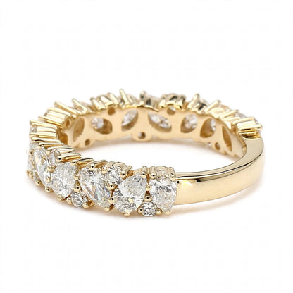 14K Rose Gold Asymmetric Pear & Round Diamond Cluster Eternity Band