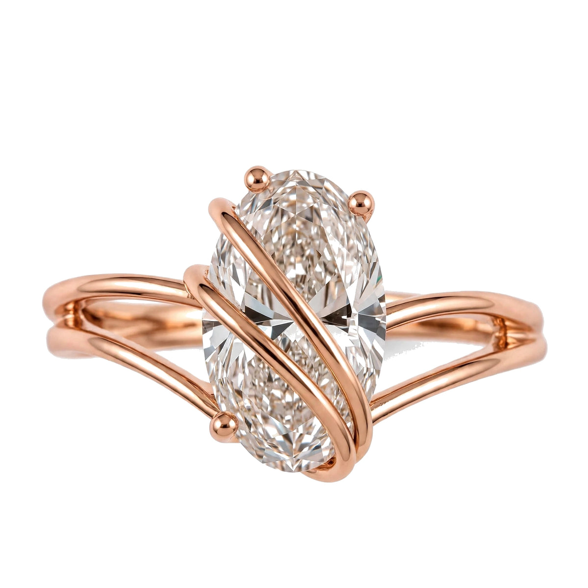 14K Yellow Gold Contemporary Split Shank Ring.