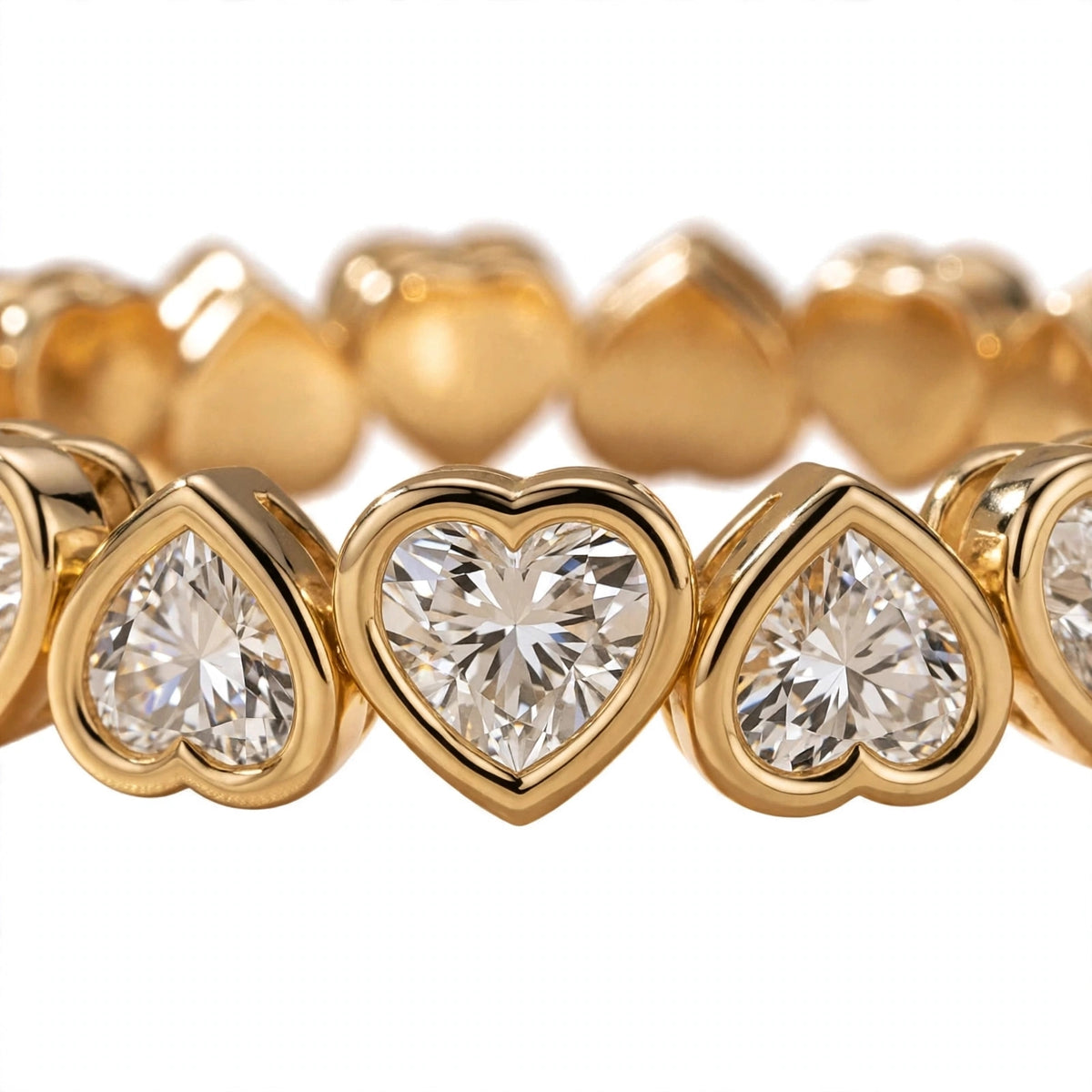 Bezel-Set Heart Cut Diamond Eternity Band