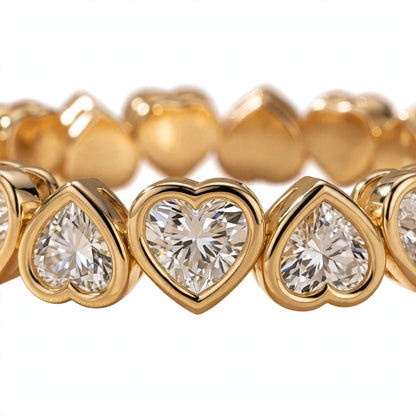 Bezel-Set Heart Cut Diamond Eternity Band