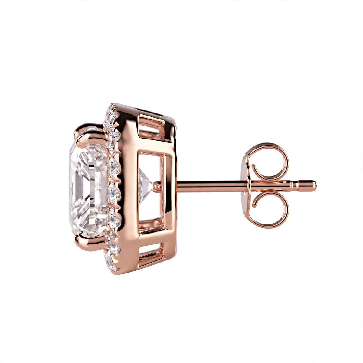 18K Yellow Gold Cushion-Cut Diamond Halo Stud Earrings
