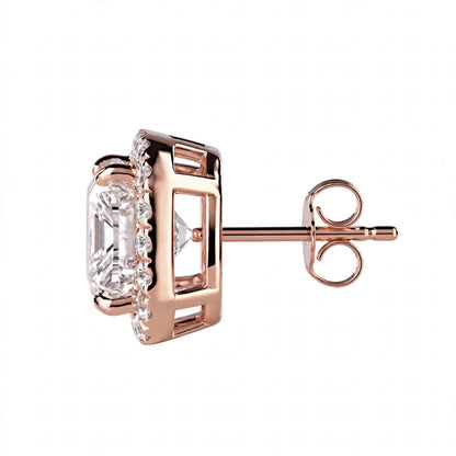 18K Yellow Gold Cushion-Cut Diamond Halo Stud Earrings