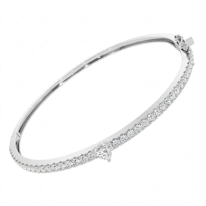14K Yellow Gold Heart-Shaped and Round Diamond Pavé Bangle