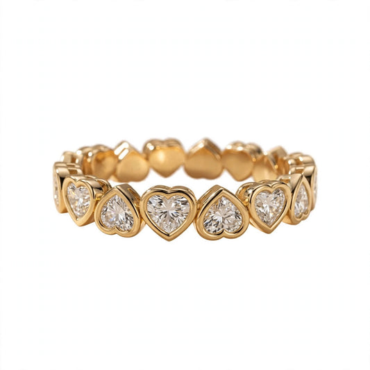 Bezel-Set Heart Cut Diamond Eternity Band