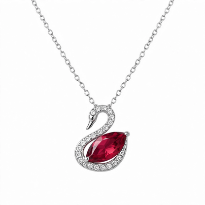 925 Sterling Silver Blue Crystal Swan Pendant Necklace