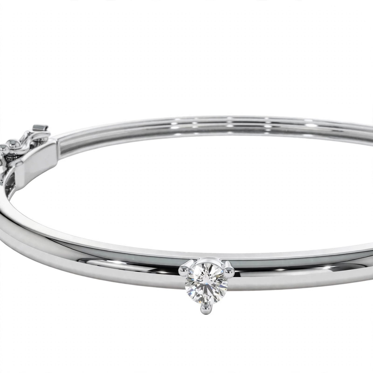14K Yellow Gold Solitaire Diamond Bangle Bracelet