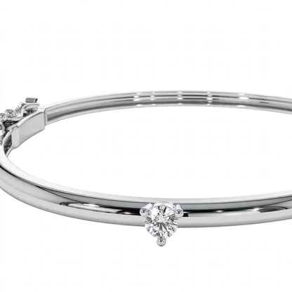 14K Yellow Gold Solitaire Diamond Bangle Bracelet