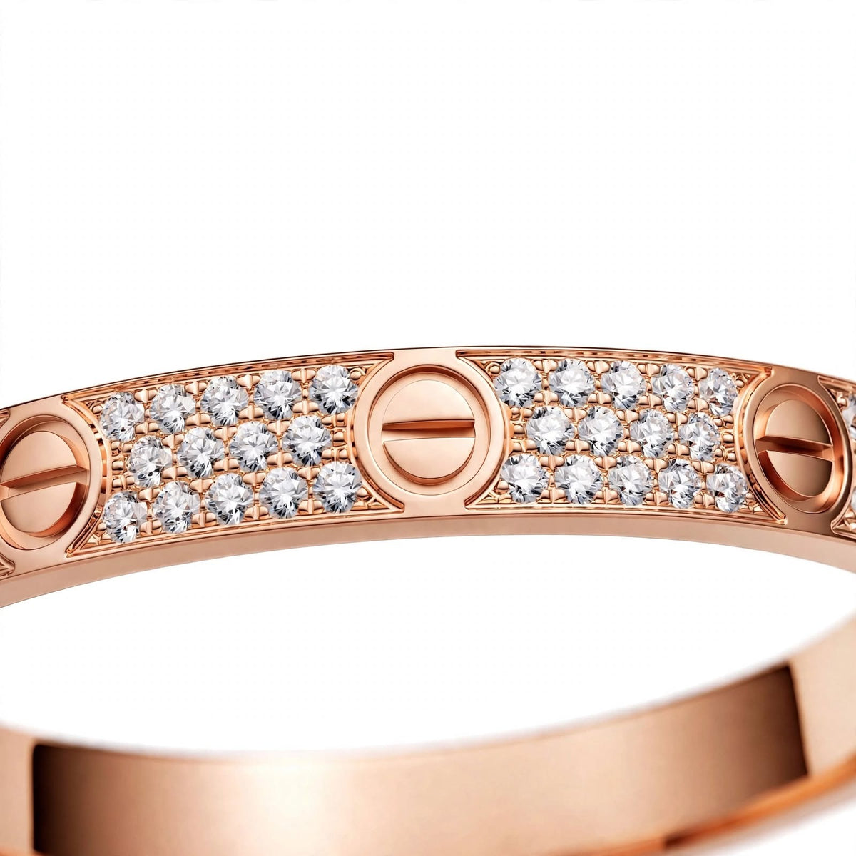 18K Gold Paved Screw Motif Oval Bangle Bracelet