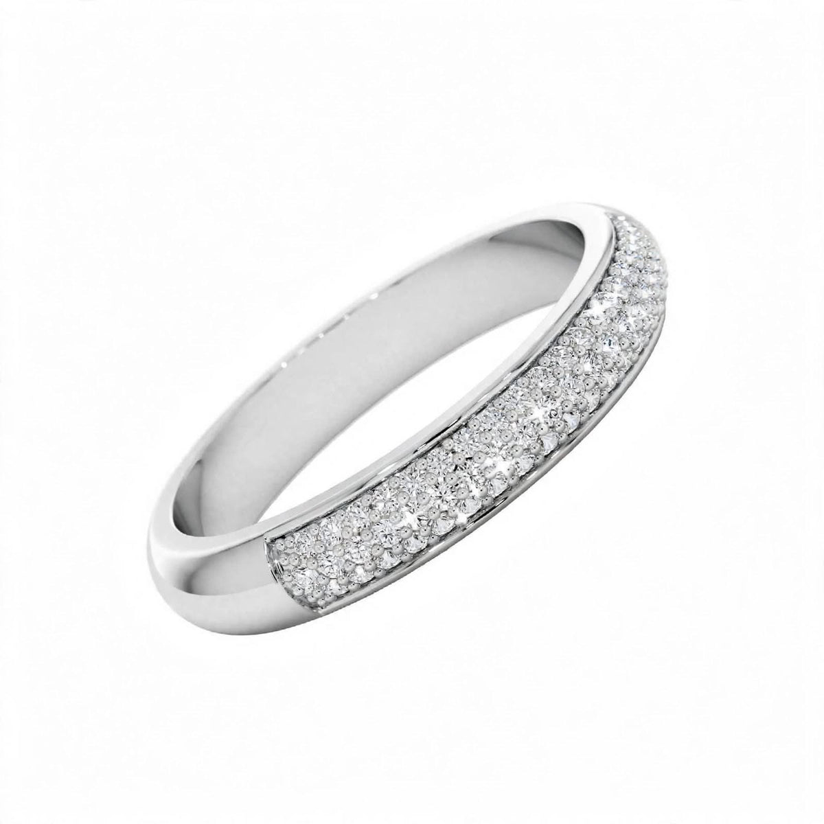 14K Yellow Gold Triple Row Pavé Diamond Eternity Band
