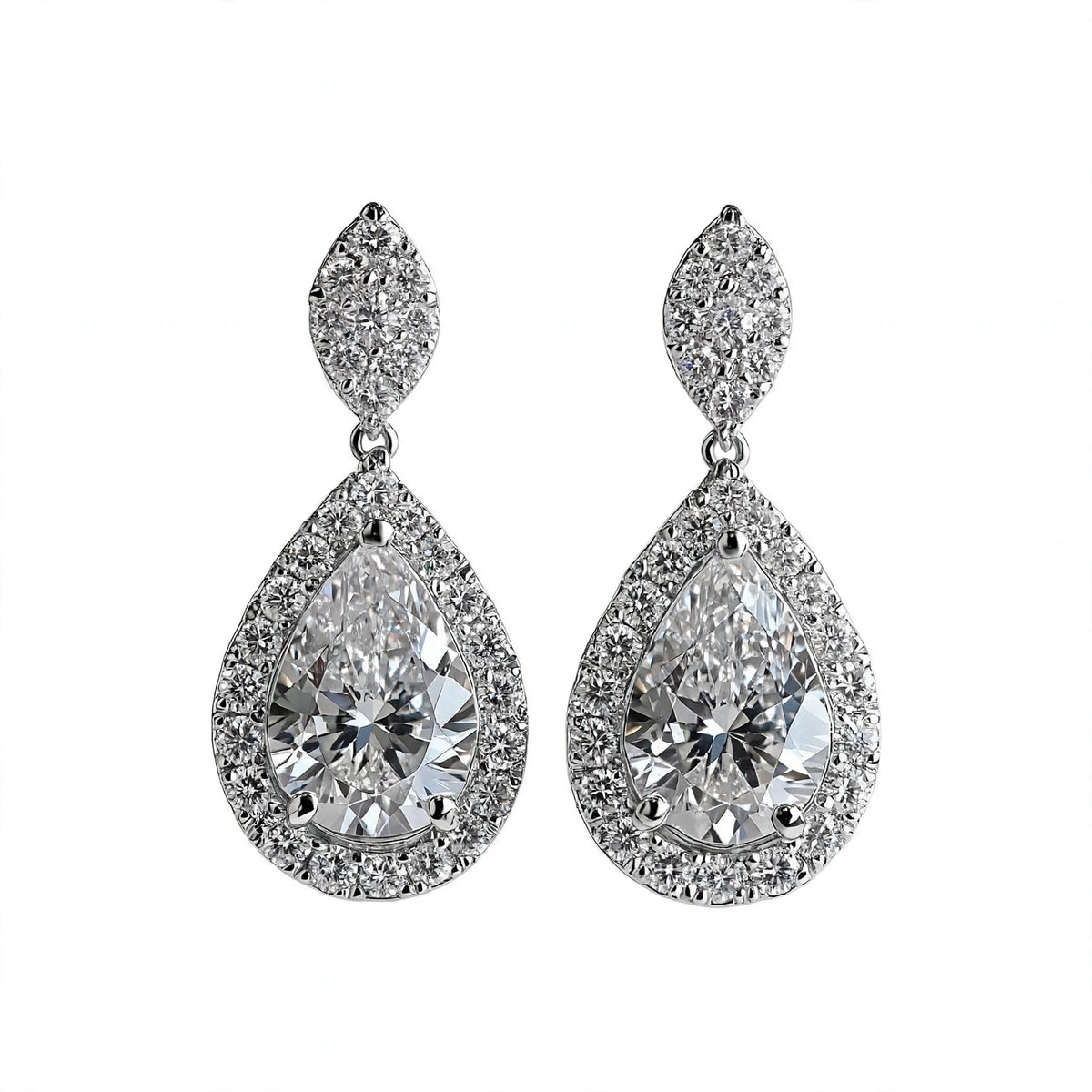 14K Rose Gold Pear Shaped Drop Earrings