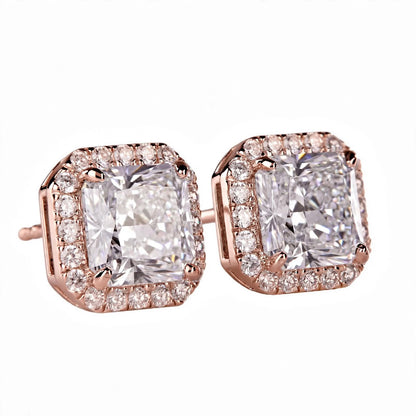 18K Yellow Gold Cushion-Cut Diamond Halo Stud Earrings