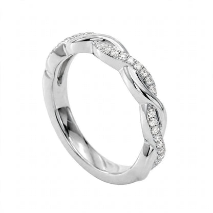 14K Yellow Gold Petite Twisted Vine Pavé Diamond Wedding Band
