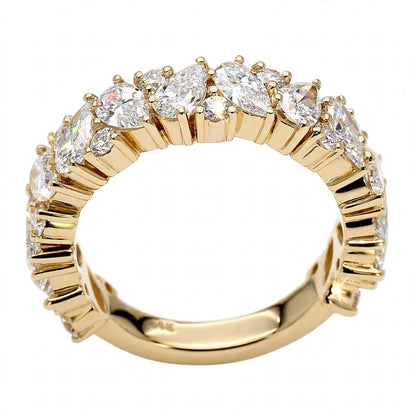 14K Rose Gold Asymmetric Pear & Round Diamond Cluster Eternity Band