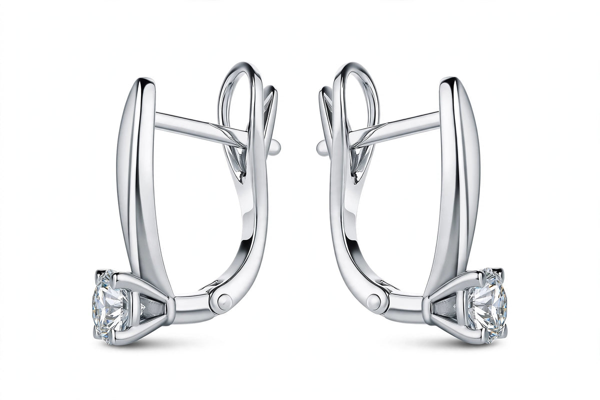 Rose Gold Solitaire Diamond Drop Hoop Earrings
