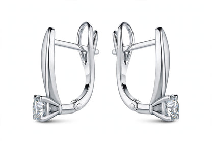 Rose Gold Solitaire Diamond Drop Hoop Earrings