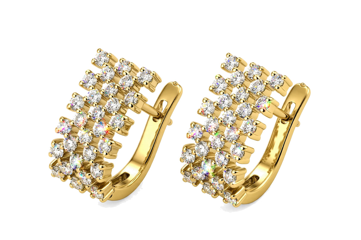 Multi-Row Pavé Diamond Huggie Hoop Earrings.