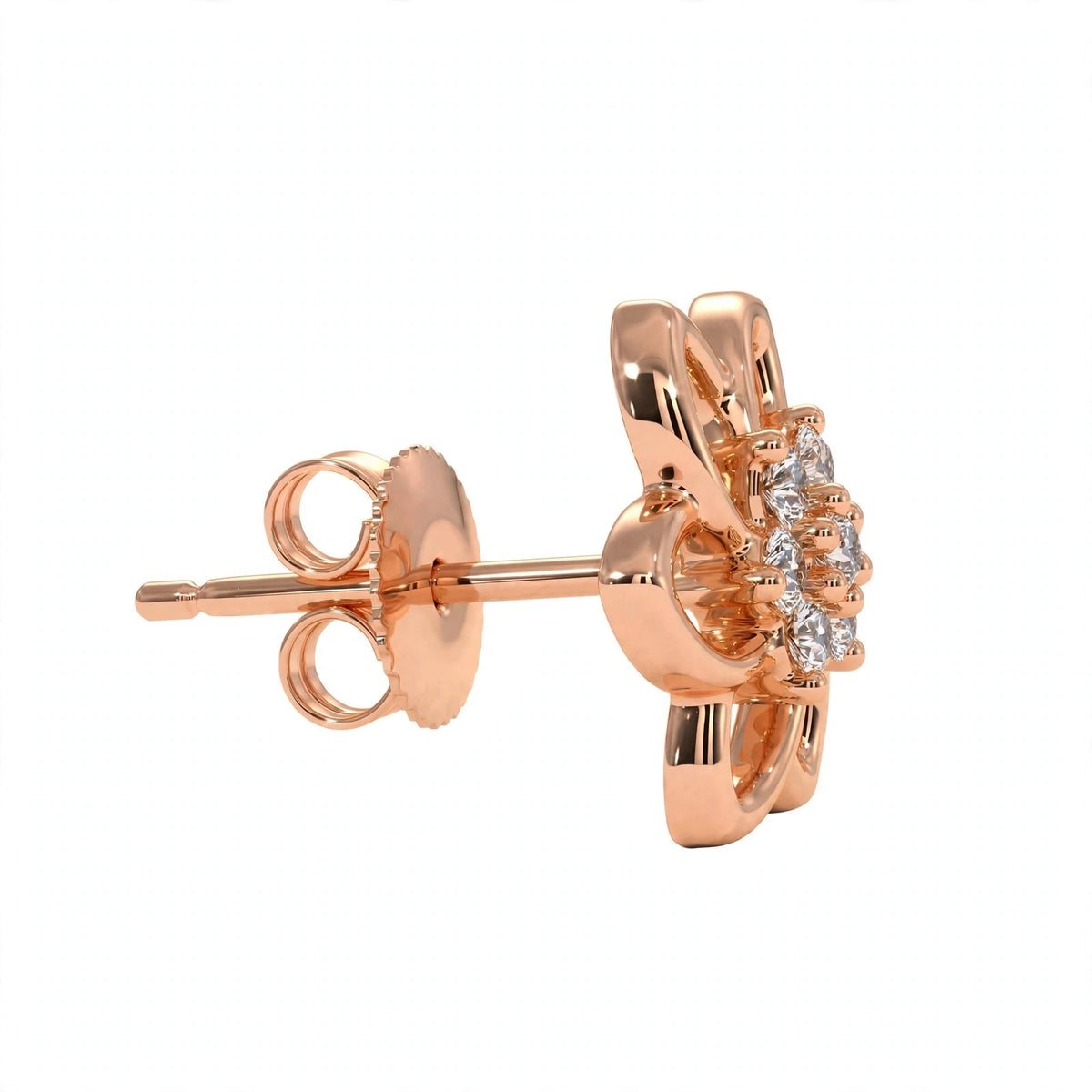 Yellow Gold Floral Cluster Diamond Stud Earrings