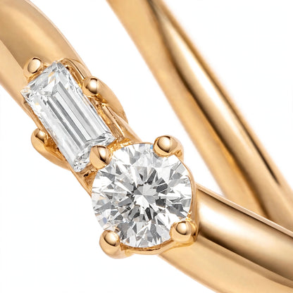 14K Yellow Gold Curved Diamond Wedding Band